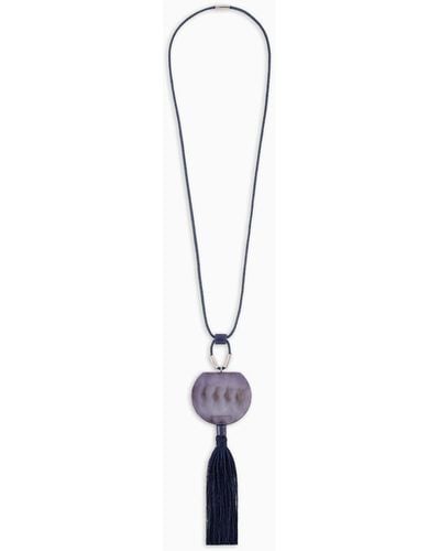 Emporio Armani Multicoloured Pendant And Tassel Necklace - White