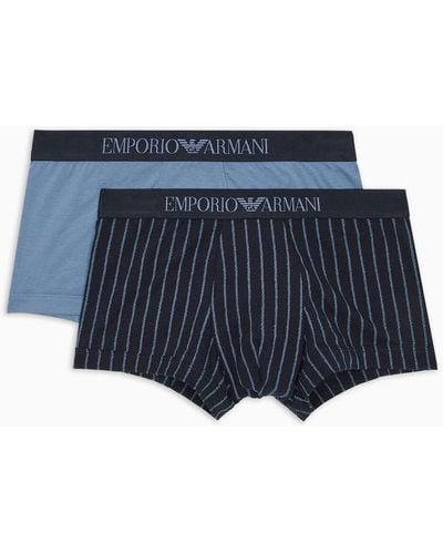 Emporio Armani 2er-pack Eng Anliegende Boxershorts Mit Print Im Mustermix - Blau