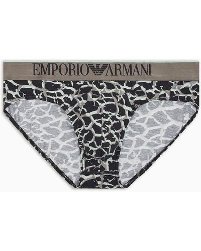 Emporio Armani All-over Camouflage Print Briefs - Grey