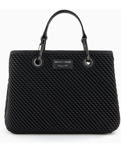 Emporio Armani Small Nappa Leather-effect Embossed Myea Shopper Bag - Black