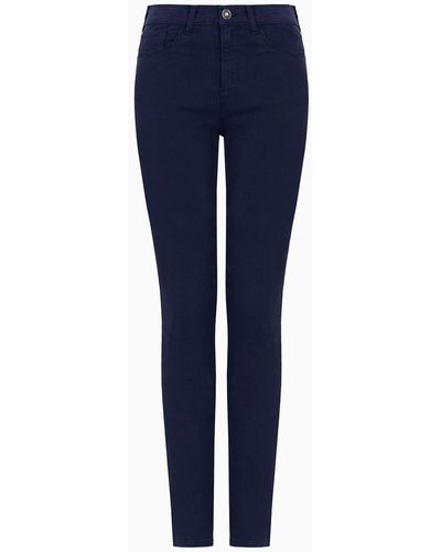 Emporio Armani J20 High-rise Super Skinny Leg Jeans In Garment-dyed Bull - Blue