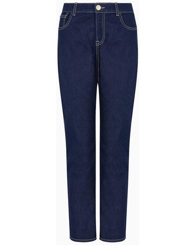 Emporio Armani Jeans J36 Vita Media E Gamba Dritta In Denim Rinse - Blu