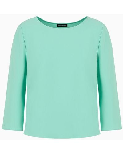 Emporio Armani Technical Cady Blouse With Satin Side Inserts - Green