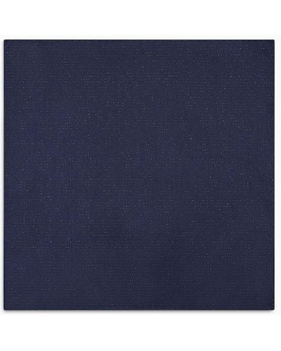 Emporio Armani Silk Blend Pocket Square With Jacquard Motif - Blue