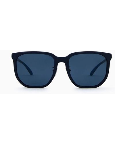 Emporio Armani Rechteckige Sonnenbrille Asian Fit - Blau