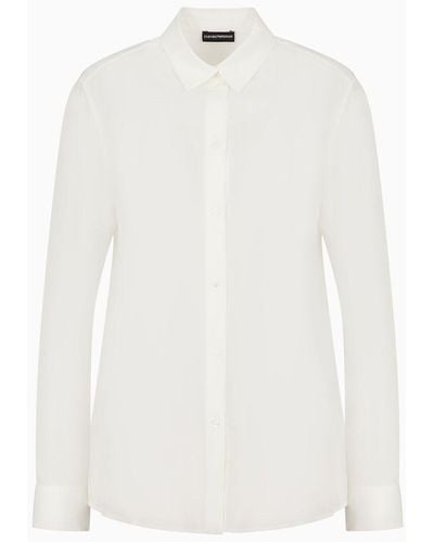 Emporio Armani Camisa De Seda Crepé De China Con Plisado En La Espalda - Blanco