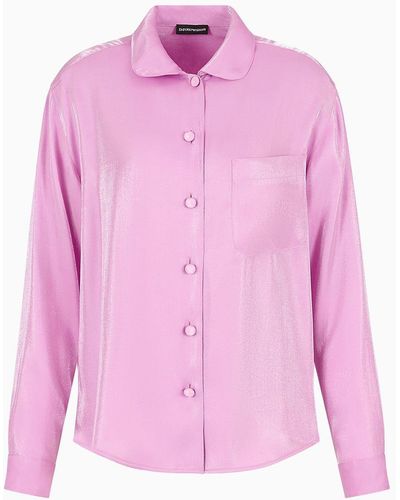 Emporio Armani Shirt In Trilobal Fabric With Patch Pocket - Pink