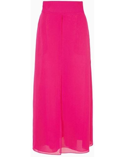 Emporio Armani Panelled Georgette Long Skirt With Peplum - Pink