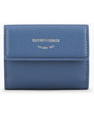 Emporio Armani Myea Trifold Wallet With Deer Print - Blue