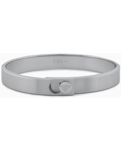 Emporio Armani Bracciale Rigido In Acciaio Inossidabile - Grigio