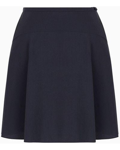 Emporio Armani Flowing Skirt In Washed Matte Modal - Blue