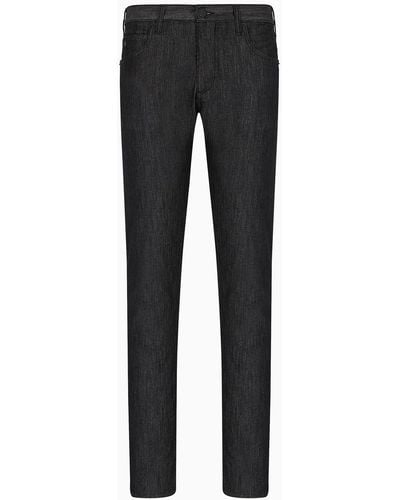 Emporio Armani J45 Regular-fit, Worn-wash 8 Oz Denim Jeans - Black