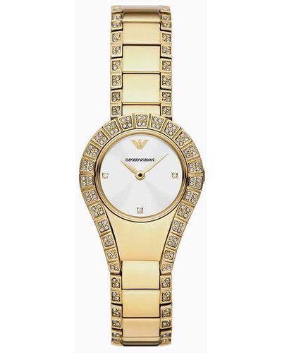 Emporio Armani Two-hand Gold-tone Stainless Steel Watch - White