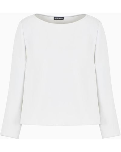 Emporio Armani Technical Cady Blouse With Ruffle - White