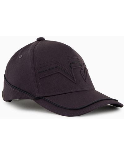 Emporio Armani Baseball Cap With Piping And Embossed Oversized Logo - Blue