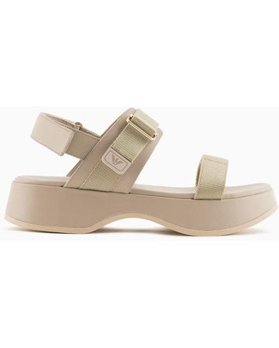 Emporio Armani Leather Wedge Sandals - White