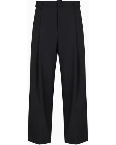 Emporio Armani Light Wool Pants With Matching Belt - Black