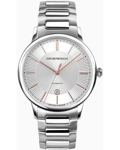 Emporio Armani Swiss Made Automatic Stainless Steel Watch - Gray