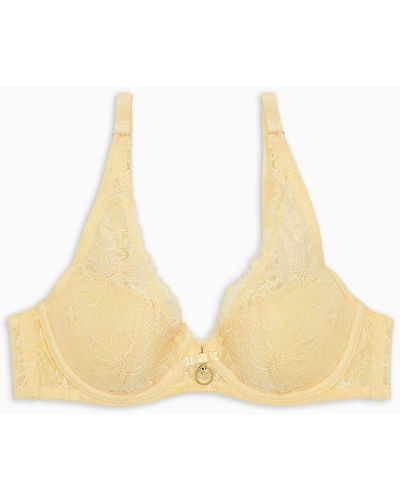 Emporio Armani Asv Eternal Lace Recycled Lace, Padded Triangle Bra - White
