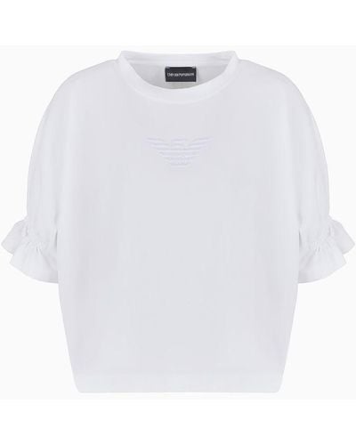 Emporio Armani Asv Organic Stretch Jersey T-shirt With Eagle Embroidery - White