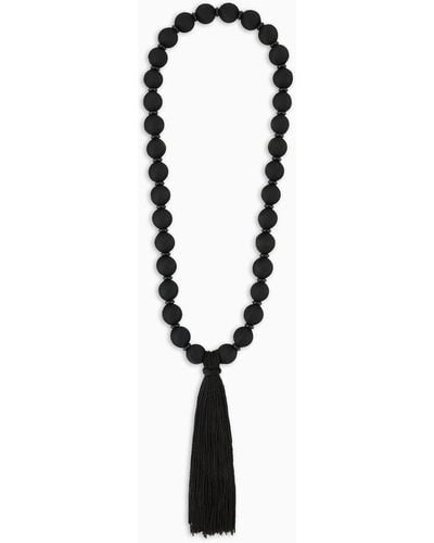 Emporio Armani Oversize Necklace With Spheres And Tassel - Black