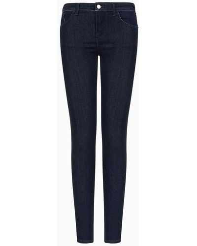 Emporio Armani Jeans J28 Medium Waist Super Skinny Leg In Denim Misto Viscosa - Blu
