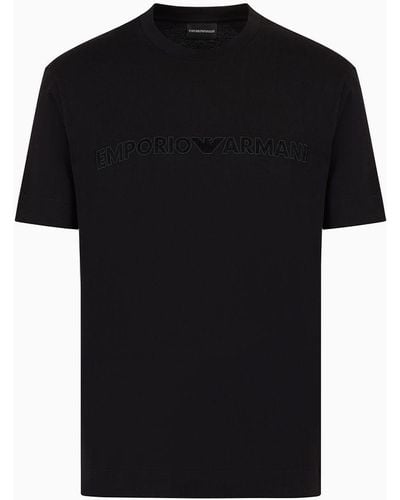 Emporio Armani Asv Lightweight Jersey T-shirt With Logo Embroidery - Black
