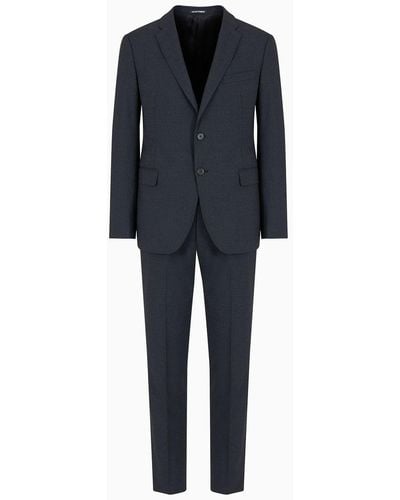 Emporio Armani Single-breasted, Slim-fit Two-way Stretch Virgin Wool Suit - Black