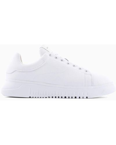 Emporio Armani Tumbled Leather Sneakers in Blue for Men Lyst UK