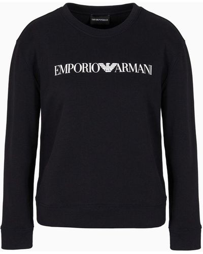 Emporio Armani Asv Organic Jersey Sweatshirt With Logo - Black
