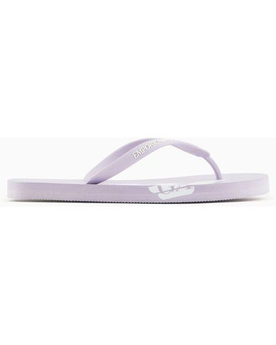 Emporio Armani Rubber Flip-flops With Logo - White