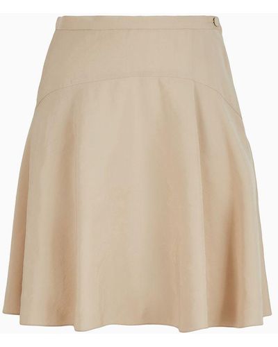 Emporio Armani Flowing Skirt In Washed Matte Modal - Natural