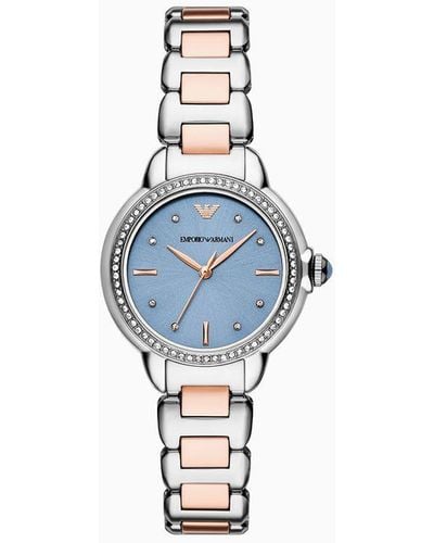 Emporio Armani Three-hand Two-tone Stainless Steel Watch - Blue