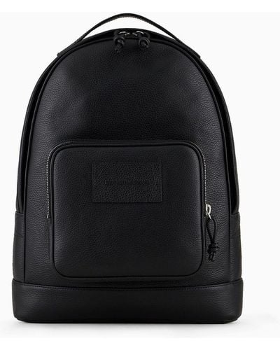 Emporio Armani Tumbled Leather Backpack - Black
