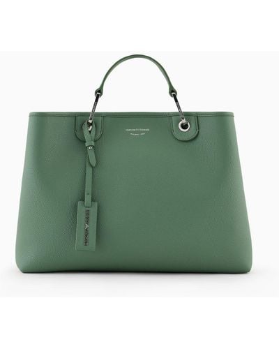 Emporio Armani Medium Myea Shopper Bag With Deer Print - Green