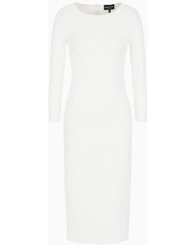 Emporio Armani Milano-stitch Fabric Midi Tube Dress - White