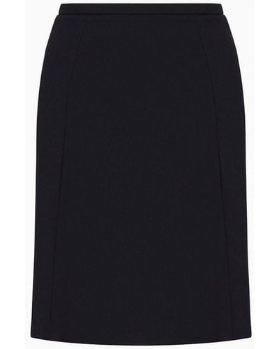 Emporio Armani Barathea-wool Flared Skirt - Black