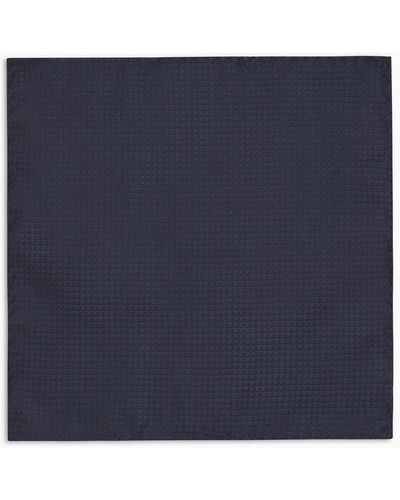Emporio Armani Pure Silk Pocket Square With Jacquard Monogram - Blue