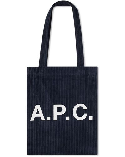 A.P.C. Lou Corduroy Tote Bag - Blue