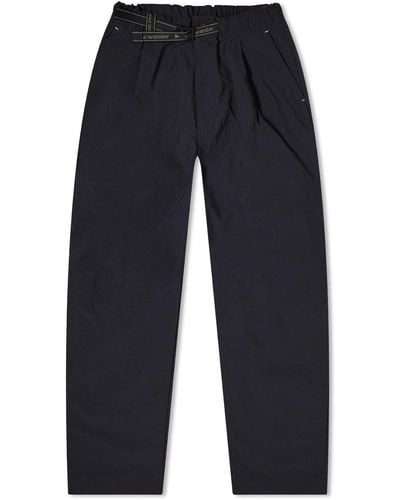 and wander Nylon Chino Tuck Tapered Trousers - Blue