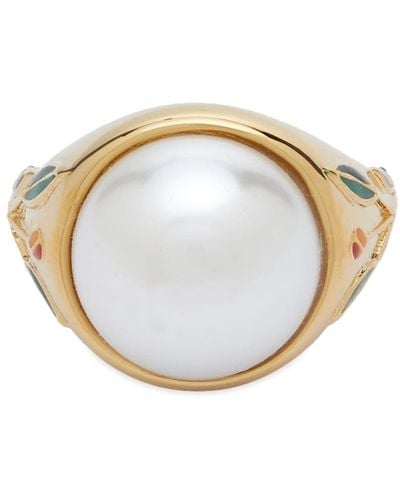 Casablanca Pearl Signet Ring - Metallic