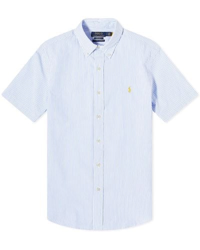 Polo Ralph Lauren Stripe Seersucker Short Sleeve Shirt - Blue