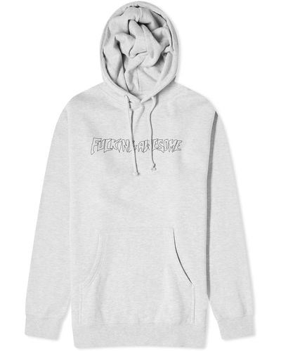 Fucking Awesome Outline Stamp Logo Hoodie - Grey