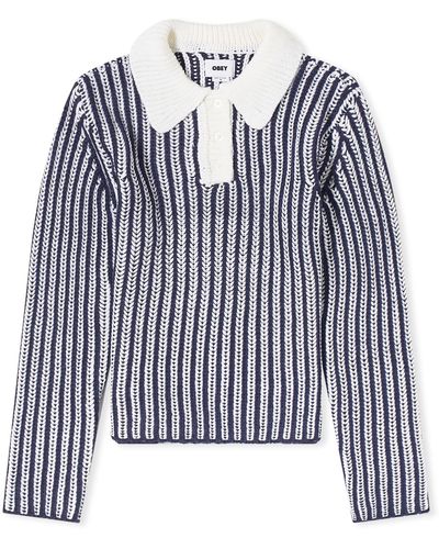Obey Sylvie Polo Knitted Sweater - Blue