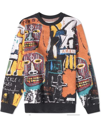 Wacko Maria Jean-michel Basquiat Crew Knit - Blue