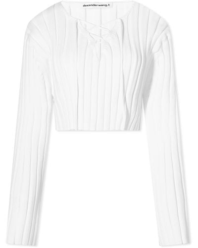 Alexander Wang Drop Shoulder Crop Sweatshirt - White