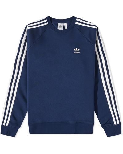 adidas 3 Stripe Crew Sweat - Blue