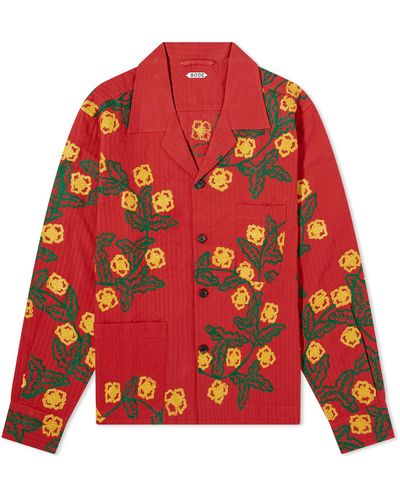 Bode Marigold Wreath Shirt Jacket - Red