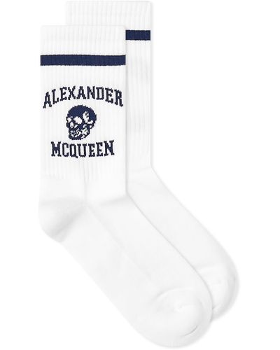 Alexander McQueen Varsity Skull Logo Socks - White