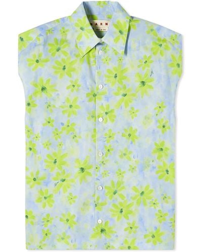 Marni Cocoon Sleevless Printed Shirt - Green